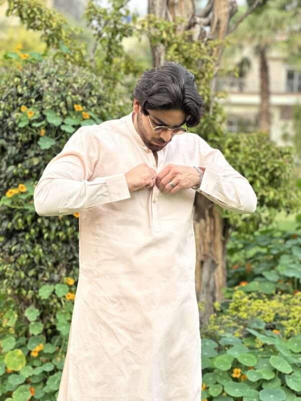 Stitched Ban Style Cotton Suit - Baby Pink