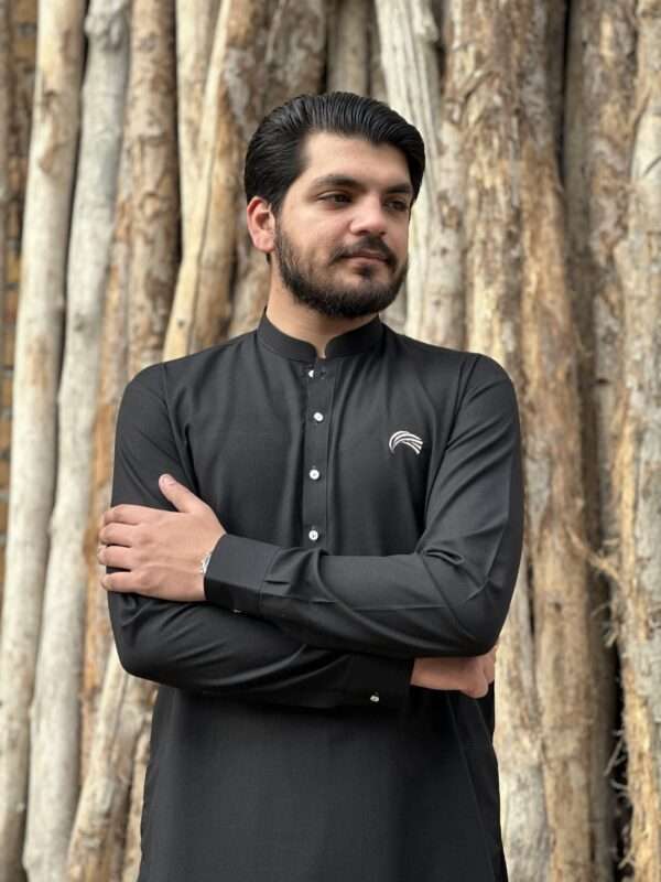 Stitched Ban Style Suit - Jet Black