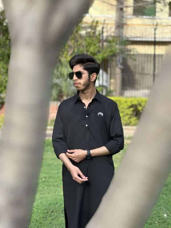 Stitched Collar Style Suit - Jet Black