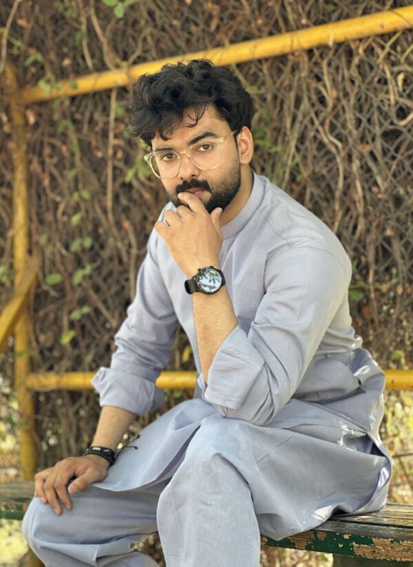 Stitched Ban Style Cotton Suit - Sky Blue